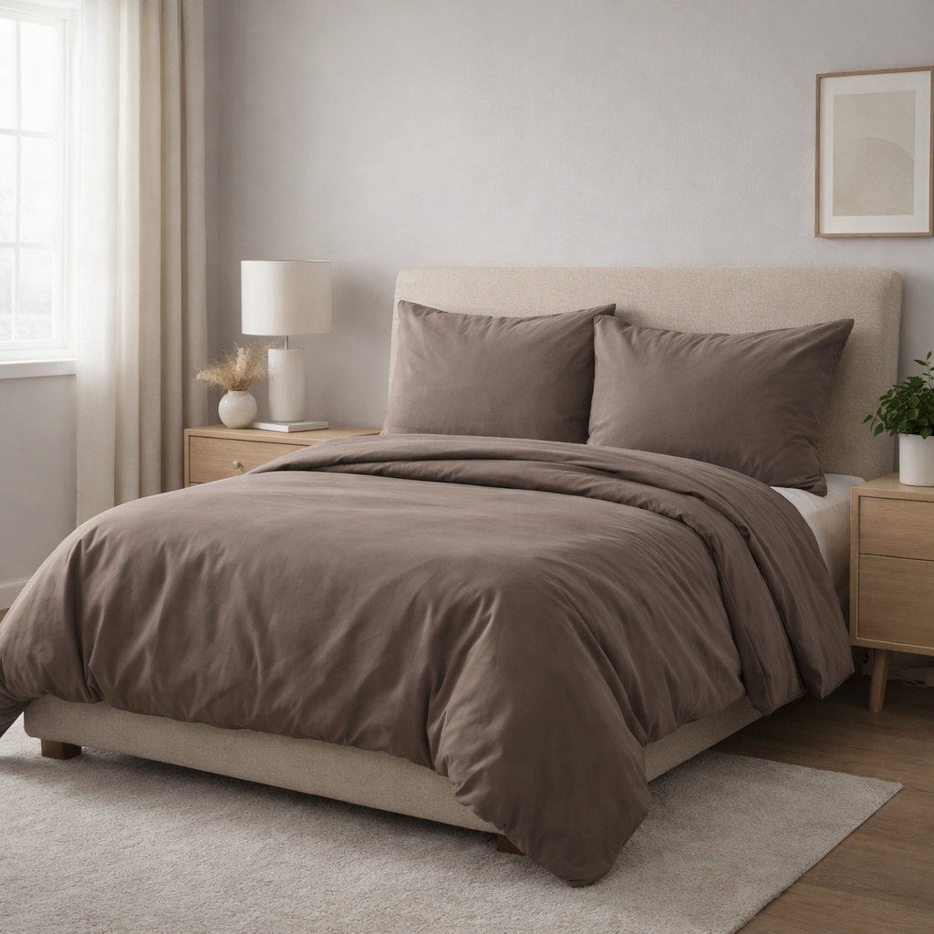 Satino patalynės komplektas „STONE TAUPE“