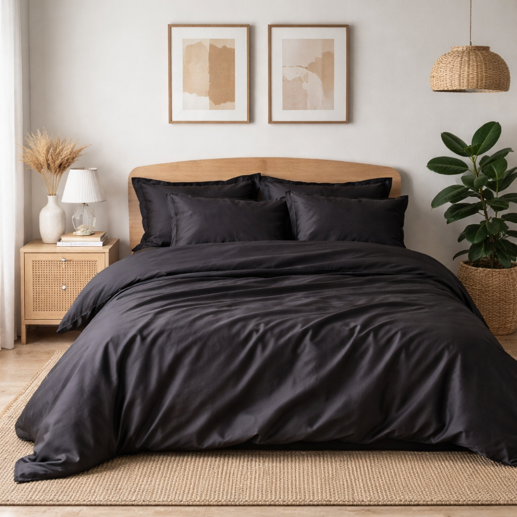 PREMIUM Satino patalynės komplektas „MIDNIGHT GRAPHITE“