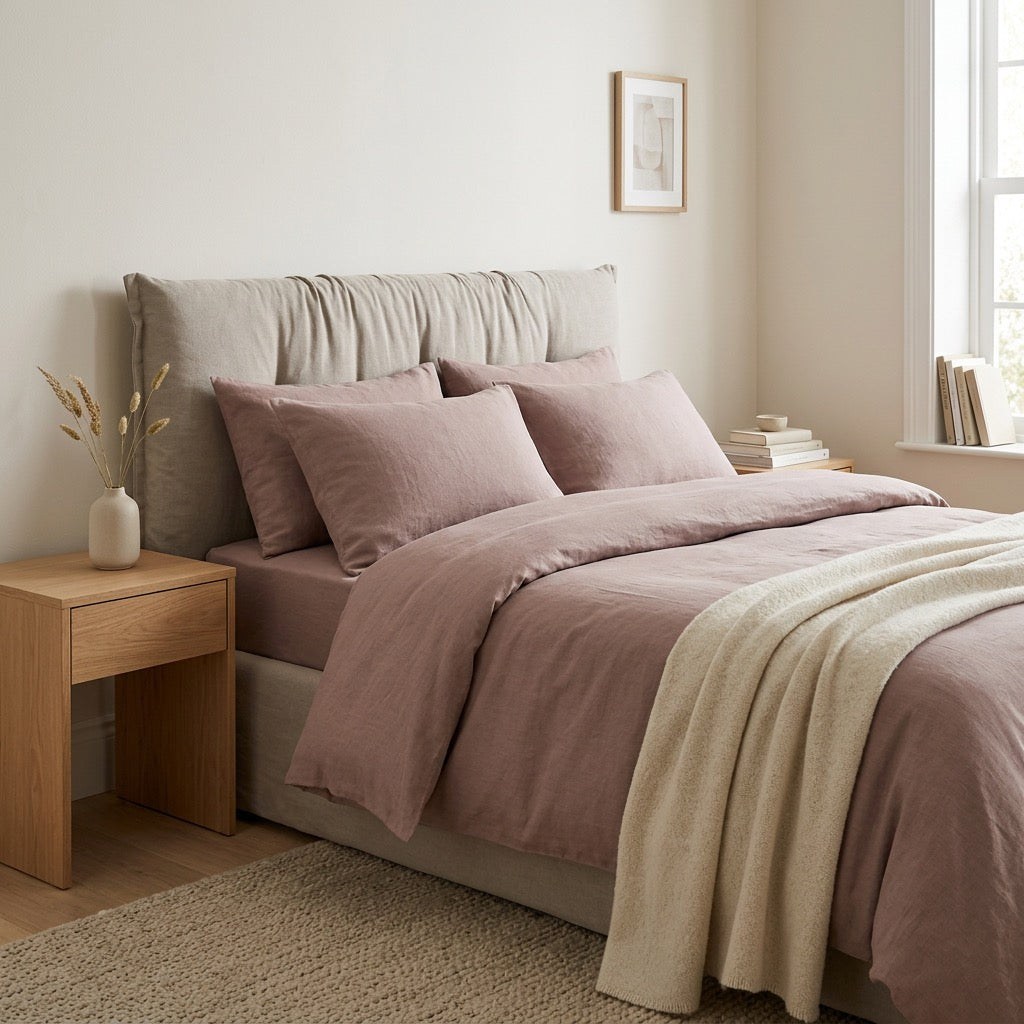 Lino patalynės komplektas „BLUSH PINK“