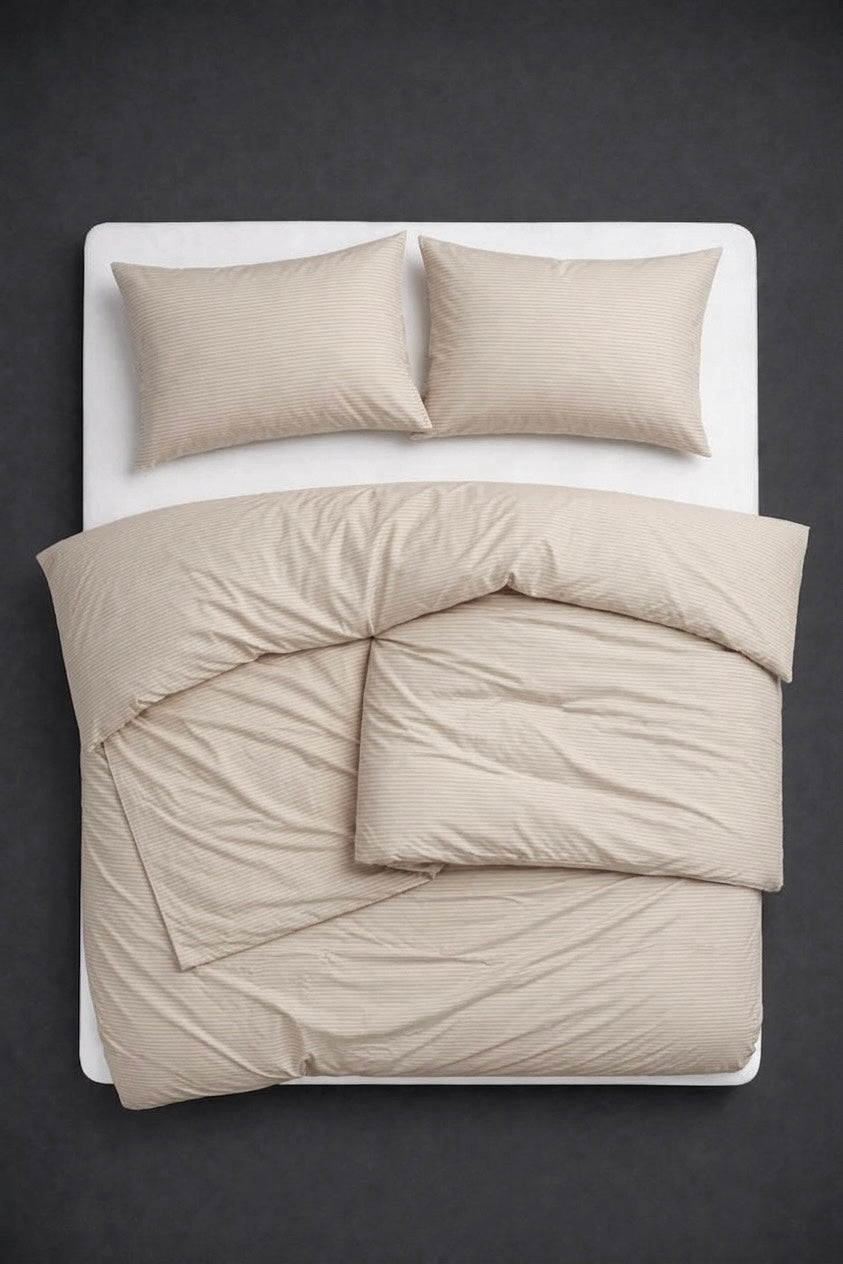 COMFORT Satino patalynės komplektas „BEIGE STRIPE“