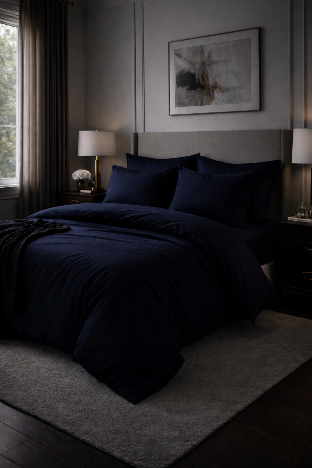 PREMIUM Satino patalynės komplektas „INDIGO MIST“
